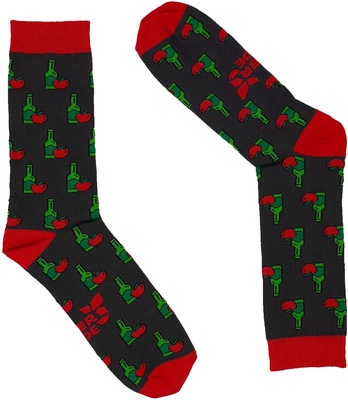 Calcetin Zuper Fantasia Botella Sidra Gris/rojo Talla Grande 43-46